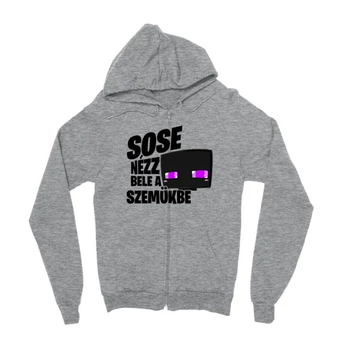 Sportszürke Minecraft zipzáros pulóver - Sose nézz bele a szemükbe - Enderman