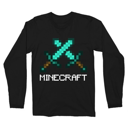 Fekete Minecraft férfi hosszú ujjú póló - Swords
