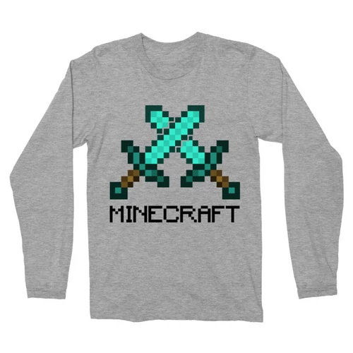 Sportszürke Minecraft férfi hosszú ujjú póló - Swords