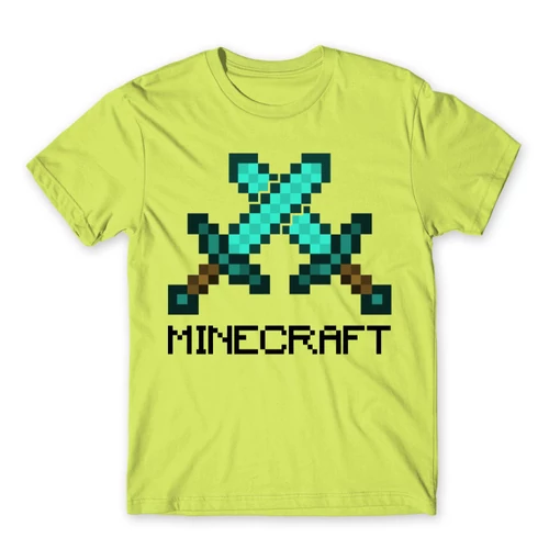 Almazöld Minecraft férfi rövid ujjú póló - Swords
