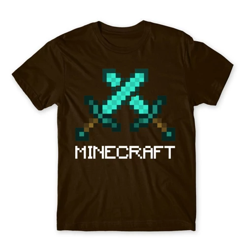 Barna Minecraft férfi rövid ujjú póló - Swords