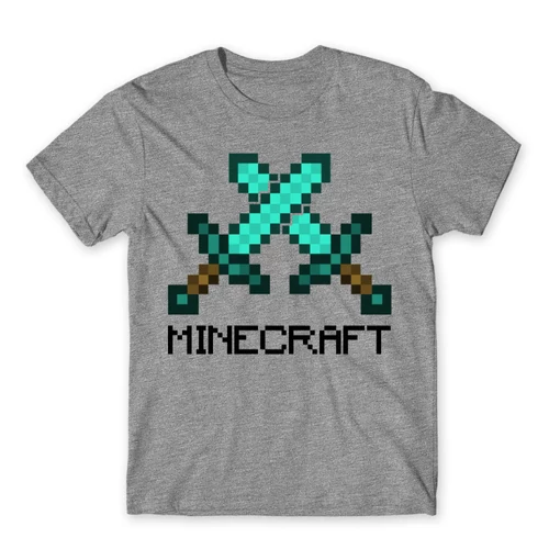 Sportszürke Minecraft férfi rövid ujjú póló - Swords