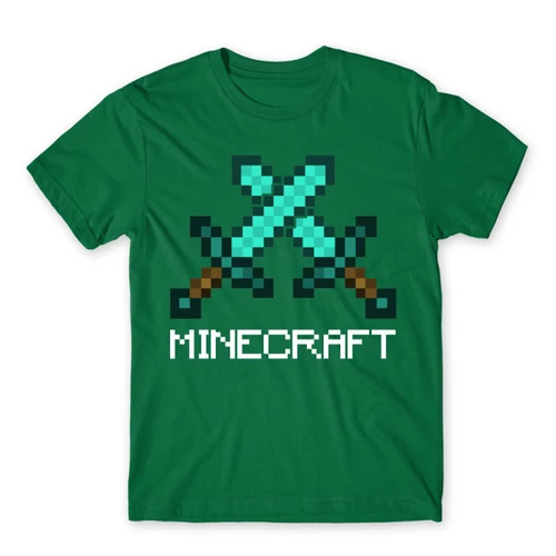 Zöld Minecraft férfi rövid ujjú póló - Swords