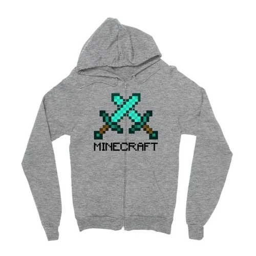 Sportszürke Minecraft zipzáros pulóver - Swords