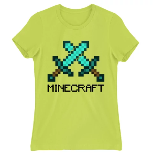 Almazöld Minecraft női rövid ujjú póló - Swords