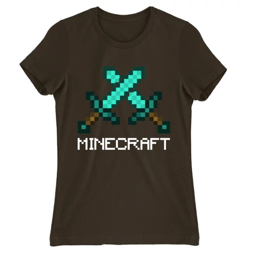 Barna Minecraft női rövid ujjú póló - Swords