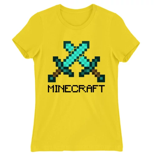 Citromsárga Minecraft női rövid ujjú póló - Swords