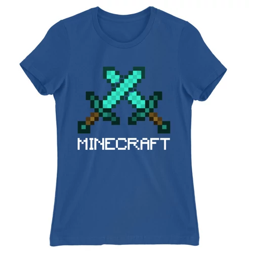 Királykék Minecraft női rövid ujjú póló - Swords