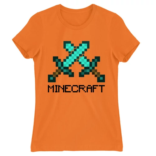 Narancs Minecraft női rövid ujjú póló - Swords