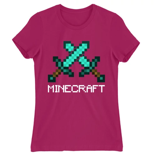 Pink Minecraft női rövid ujjú póló - Swords