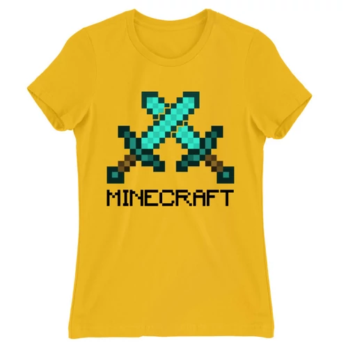 Sárga Minecraft női rövid ujjú póló - Swords