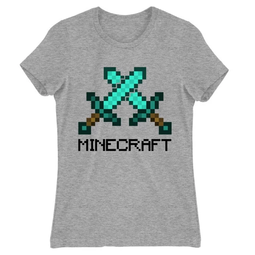 Sportszürke Minecraft női rövid ujjú póló - Swords