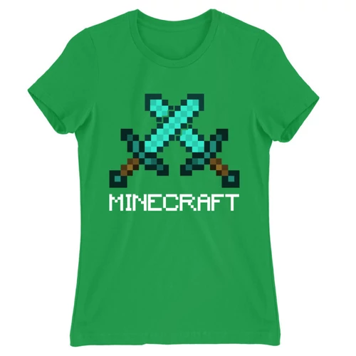 Zöld Minecraft női rövid ujjú póló - Swords