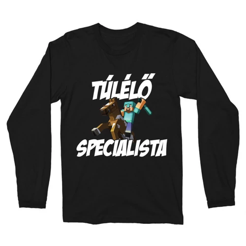 Fekete Minecraft férfi hosszú ujjú póló - Túlélő specialista