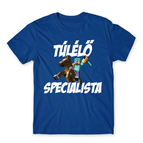 Királykék Minecraft férfi rövid ujjú póló - Túlélő specialista