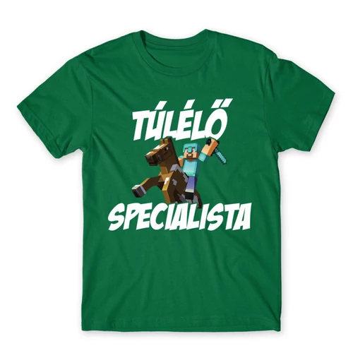 Zöld Minecraft férfi rövid ujjú póló - Túlélő specialista