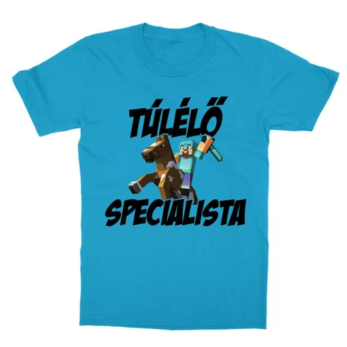 Atollkék Minecraft gyerek rövid ujjú póló - Túlélő specialista