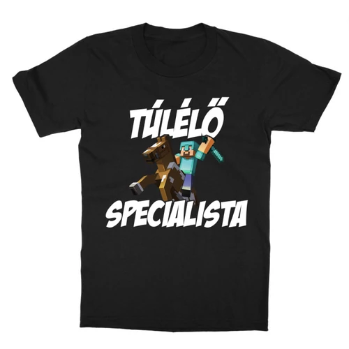 Fekete Minecraft gyerek rövid ujjú póló - Túlélő specialista