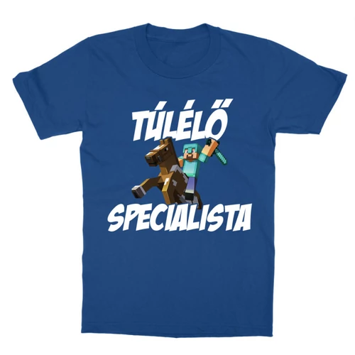 Királykék Minecraft gyerek rövid ujjú póló - Túlélő specialista