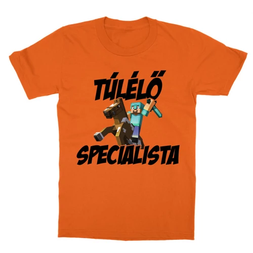 Narancs Minecraft gyerek rövid ujjú póló - Túlélő specialista