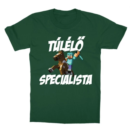 Sötétzöld Minecraft gyerek rövid ujjú póló - Túlélő specialista