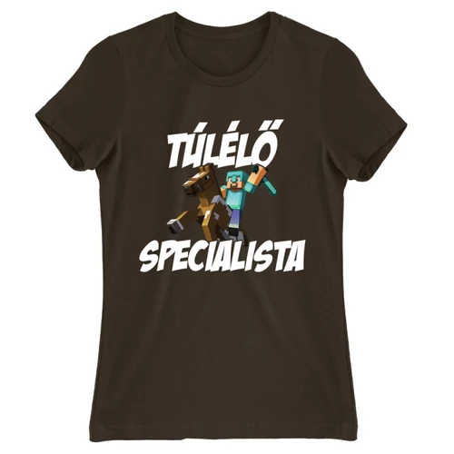 Barna Minecraft női rövid ujjú póló - Túlélő specialista