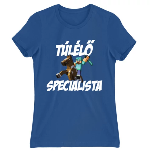 Királykék Minecraft női rövid ujjú póló - Túlélő specialista