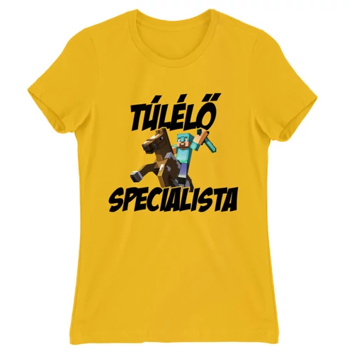 Sárga Minecraft női rövid ujjú póló - Túlélő specialista
