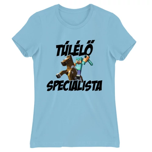 Világoskék Minecraft női rövid ujjú póló - Túlélő specialista