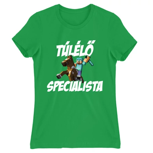 Zöld Minecraft női rövid ujjú póló - Túlélő specialista