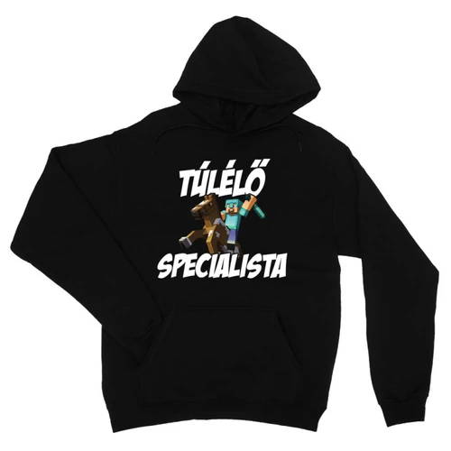 Fekete Minecraft unisex kapucnis pulóver - Túlélő specialista