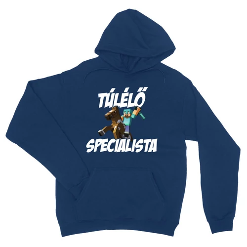 Királykék Minecraft unisex kapucnis pulóver - Túlélő specialista