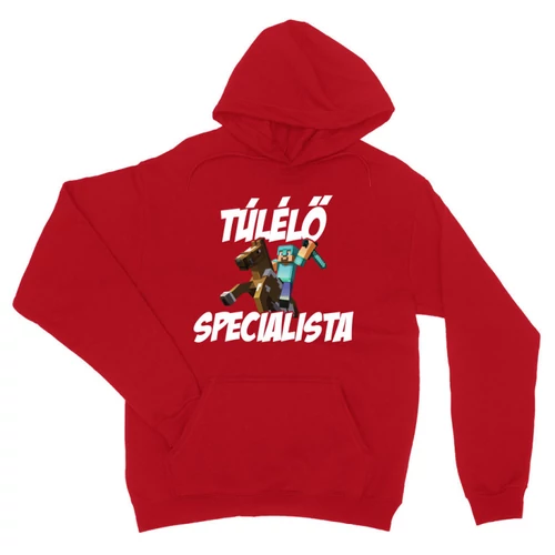Piros Minecraft unisex kapucnis pulóver - Túlélő specialista