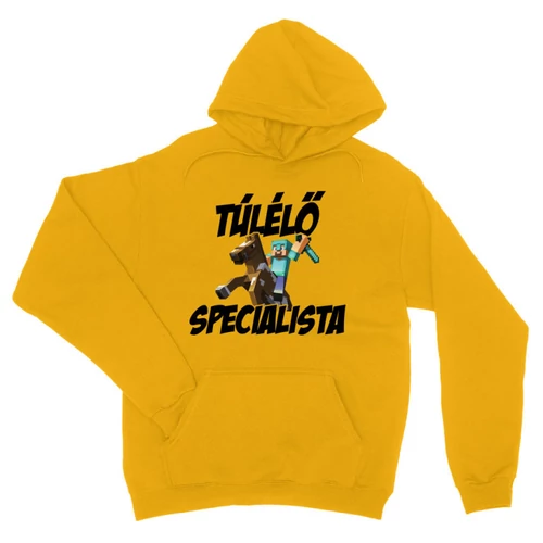 Sárga Minecraft unisex kapucnis pulóver - Túlélő specialista