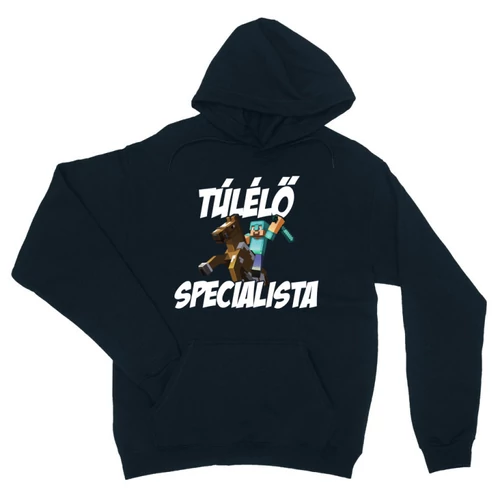 Sötétkék Minecraft unisex kapucnis pulóver - Túlélő specialista