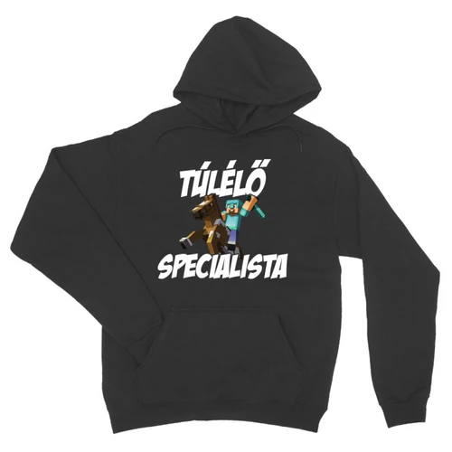 Sötétszürke Minecraft unisex kapucnis pulóver - Túlélő specialista
