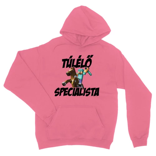 Világos rózsaszín Minecraft unisex kapucnis pulóver - Túlélő specialista