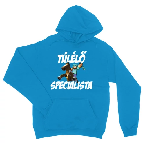 Zafírkék Minecraft unisex kapucnis pulóver - Túlélő specialista