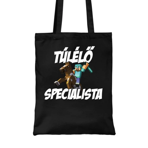 Fekete Minecraft vászontáska - Túlélő specialista