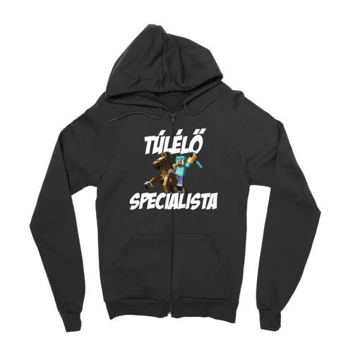 Fekete Minecraft zipzáros pulóver - Túlélő specialista