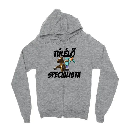 Sportszürke Minecraft zipzáros pulóver - Túlélő specialista