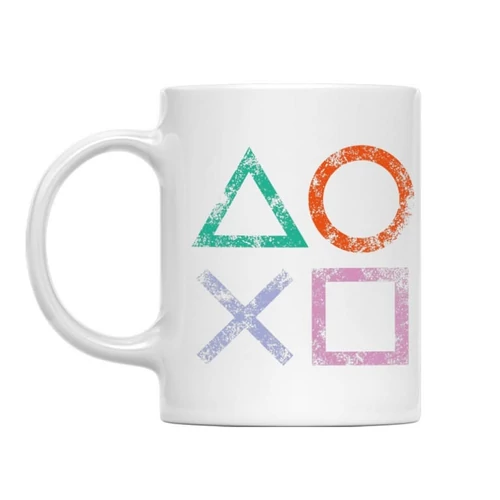 Fehér Playstation bögre - Symbols