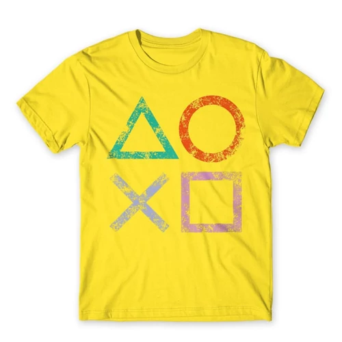 Citromsárga PlayStation - férfi rövid ujjú póló - Symbols