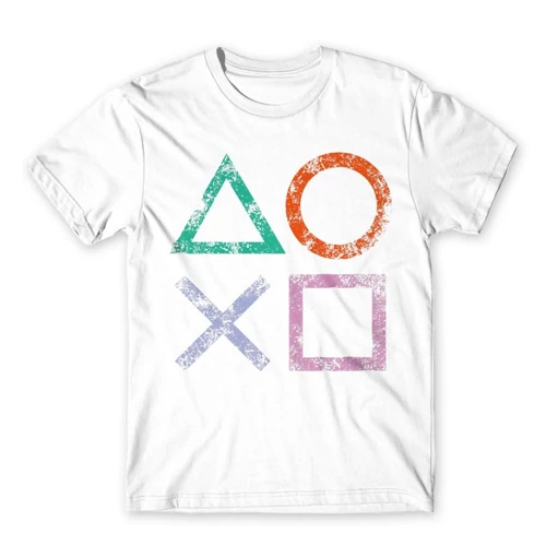 Fehér PlayStation - férfi rövid ujjú póló - Symbols