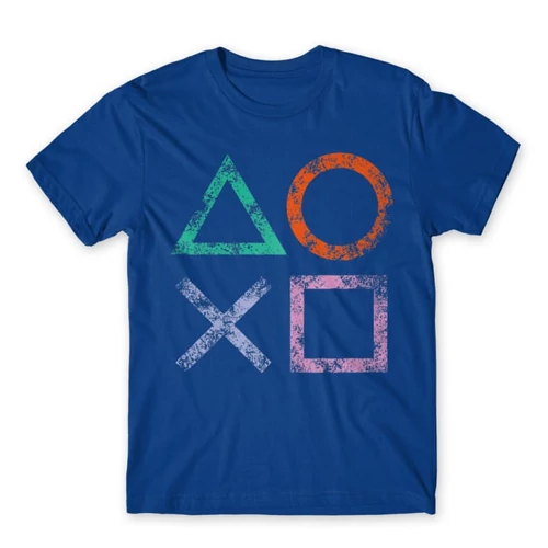 Királykék PlayStation - férfi rövid ujjú póló - Symbols