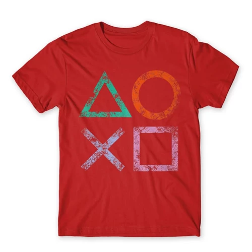 Piros PlayStation - férfi rövid ujjú póló - Symbols