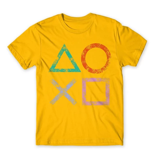 Sárga PlayStation - férfi rövid ujjú póló - Symbols