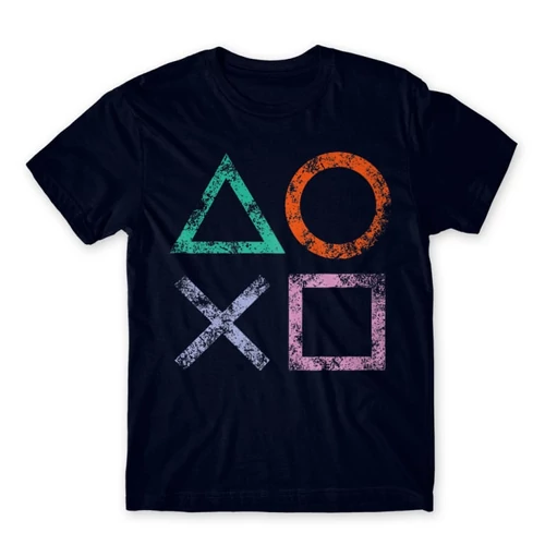 Sötétkék PlayStation - férfi rövid ujjú póló - Symbols