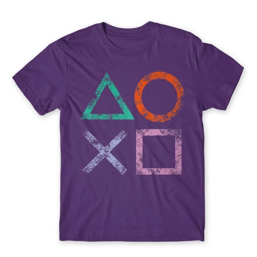 Sötétlila PlayStation - férfi rövid ujjú póló - Symbols