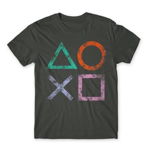 Sötétszürke PlayStation - férfi rövid ujjú póló - Symbols